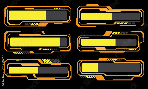 Set of yellow data progress user interface elements technology futuristic design modern creative on white background vector