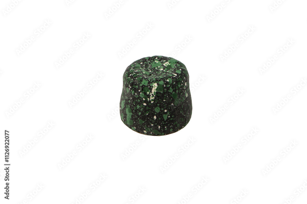 Chocolate candies in the form of precious stones, with marble texture, isolated on a white background. Chocolate candies in the form of precious stones, with marble texture, isolated on a white background.