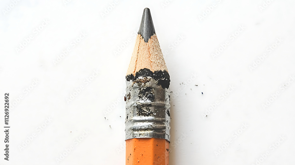 Obraz premium A pencil with a black tip is shown on a white background