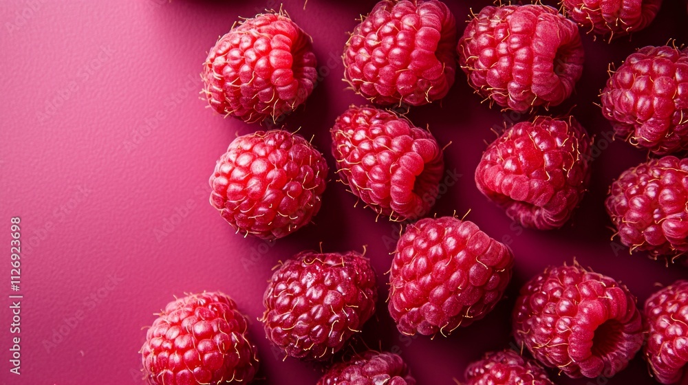 Ripe raspberries on vibrant magenta background Ripe raspberries on vibrant magenta background