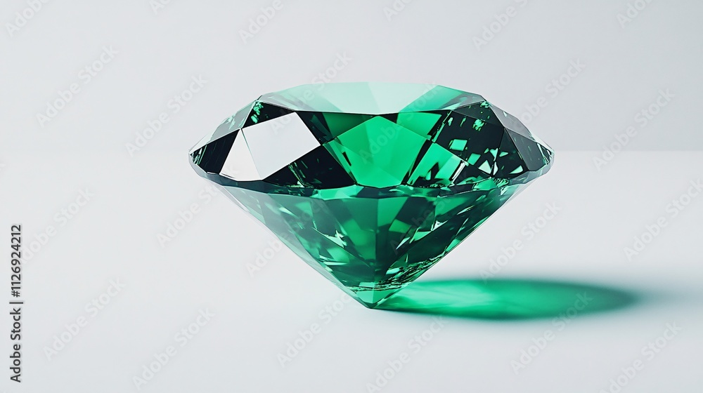 Fototapeta premium Green Diamond Gemstone on White Background