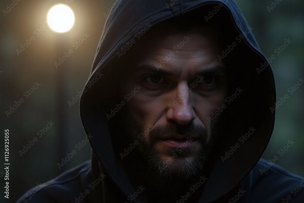 A Portrait of Mysterious Man in street at night A Portrait of Mysterious Man in street at night