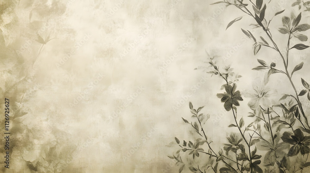 Sepia toned floral artwork with textured background Sepia toned floral artwork with textured background