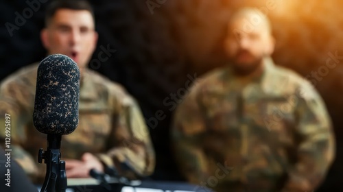 Martial Law Concept, Chaotic Press Conference with Military Officials Discussing Current Events and Situations