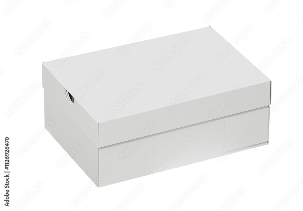 Sneaker box closed views of cardboard shoe box, box with lid for shoe or sneaker, product packaging mockup, isolated on white backgroundCraft paper box Sneaker box closed views of cardboard shoe box, box with lid for shoe or sneaker, product packaging mockup, isolated on white backgroundCraft paper box