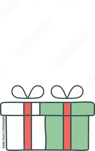 A simple illustration of a wrapped gift box with a bow, symbolizing celebration and giving