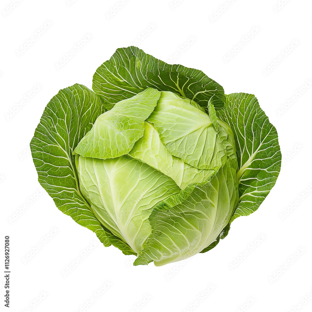 Obraz premium Vibrant Fresh Cabbage Head with Outer Leaves Peeled Back for Display