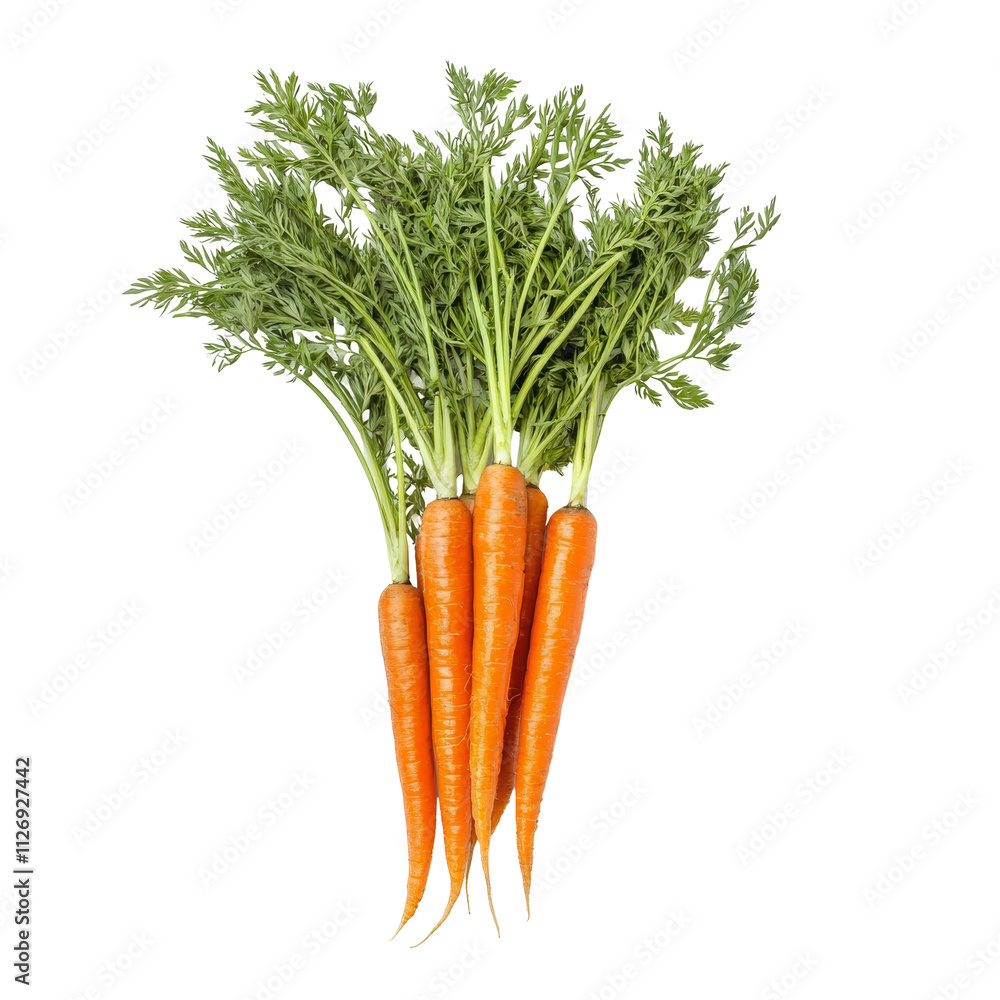 Freshly Picked Carrots with Lush Green Tops on a Solid Black Background Freshly Picked Carrots with Lush Green Tops on a Solid Black Background