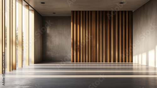 Wallpaper Mural Modern Empty  Interior room  with Wooden Panels and Ambient Lighting Torontodigital.ca