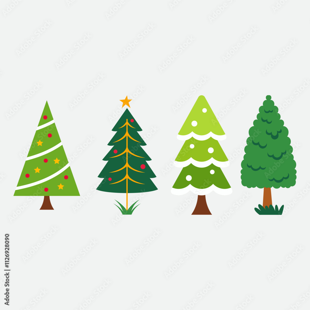 Fototapeta premium Print Set of Christmas tree , white background