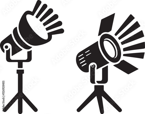 set of spotlight icon silhouette design vector illustration