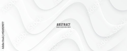 3D white geometric abstract background overlap layer on bright space with waves effect decoration. Modern graphic design element cutout style concept for web banner, art, flyer, card or brochure cover