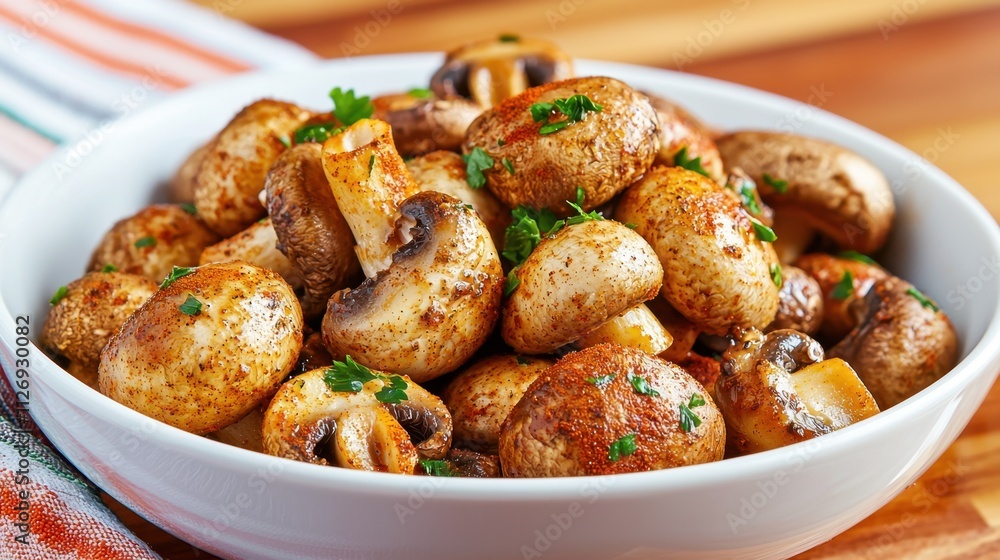 A savory blend of spices like cumin, coriander, and paprika bring a rich, earthy flavor to tender mushrooms sautéed in olive oil, creating a delicious dish with a Moroccan flair. A savory blend of spices like cumin, coriander, and paprika bring a rich, earthy flavor to tender mushrooms sautéed in olive oil, creating a delicious dish with a Moroccan flair.