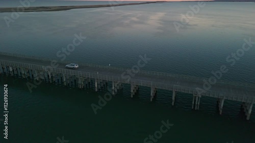 sunset over the pier
