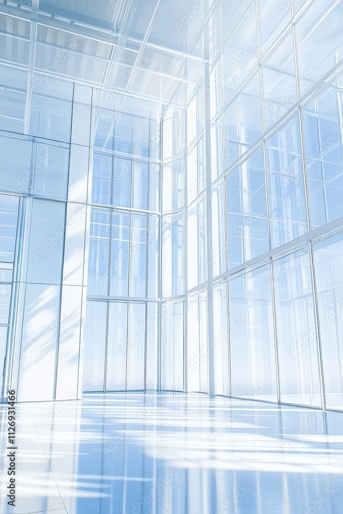 Serene Architectural Reflection: A Tranquil Glass Facade in the Sky Serene Architectural Reflection: A Tranquil Glass Facade in the Sky
