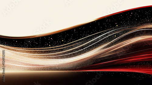 Abstract Red and Gold Waves: An elegant and dynamic interplay of red and gold waves, creating a luxurious and modern abstract background.