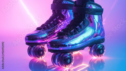 A pair of roller skates with wheels with led lights photo