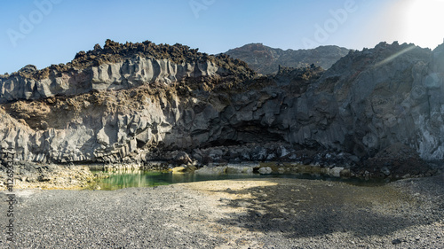 Vibrant Natural Pools of Echentive Under a Clear Sky, La Palma, Canary Islands