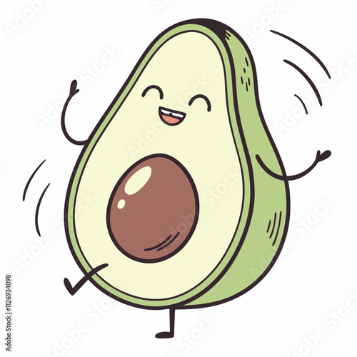 Happy avocado with a big smile