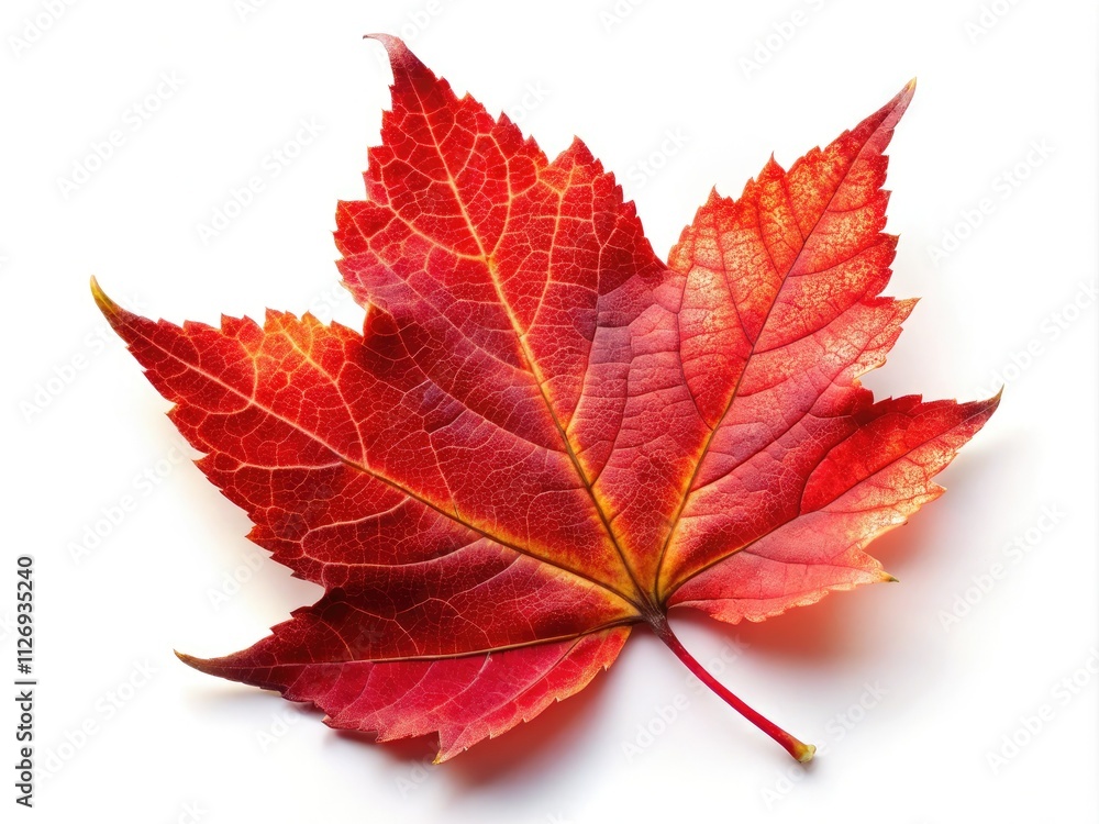 Red Autumn Leaf, Isolated, White Background, High Depth of Field, Fall Foliage, Autumn Photography Red Autumn Leaf, Isolated, White Background, High Depth of Field, Fall Foliage, Autumn Photography