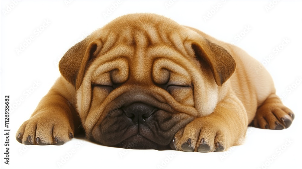 Brown dog is sleeping on a white background Brown dog is sleeping on a white background