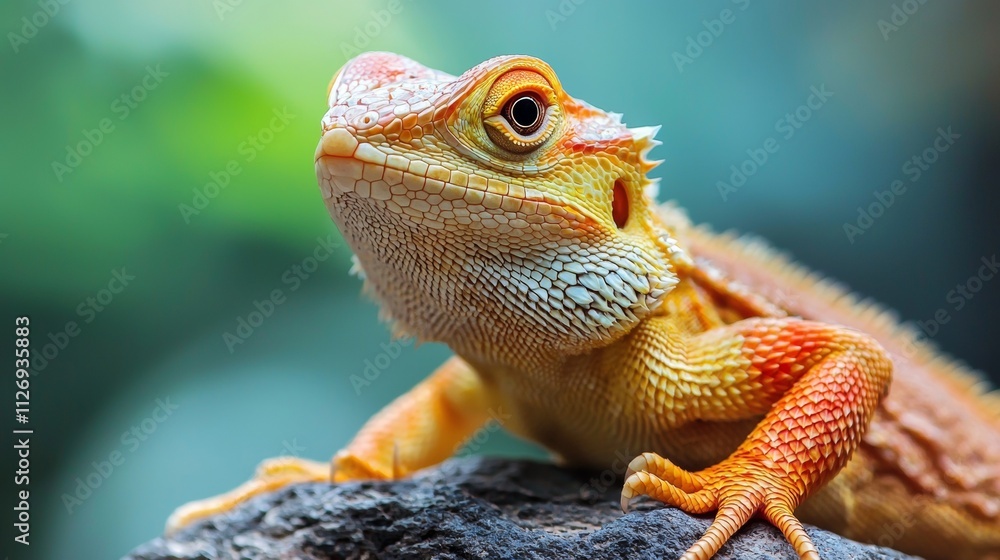 Fototapeta premium Close-up of a vibrant bearded dragon on a natural background