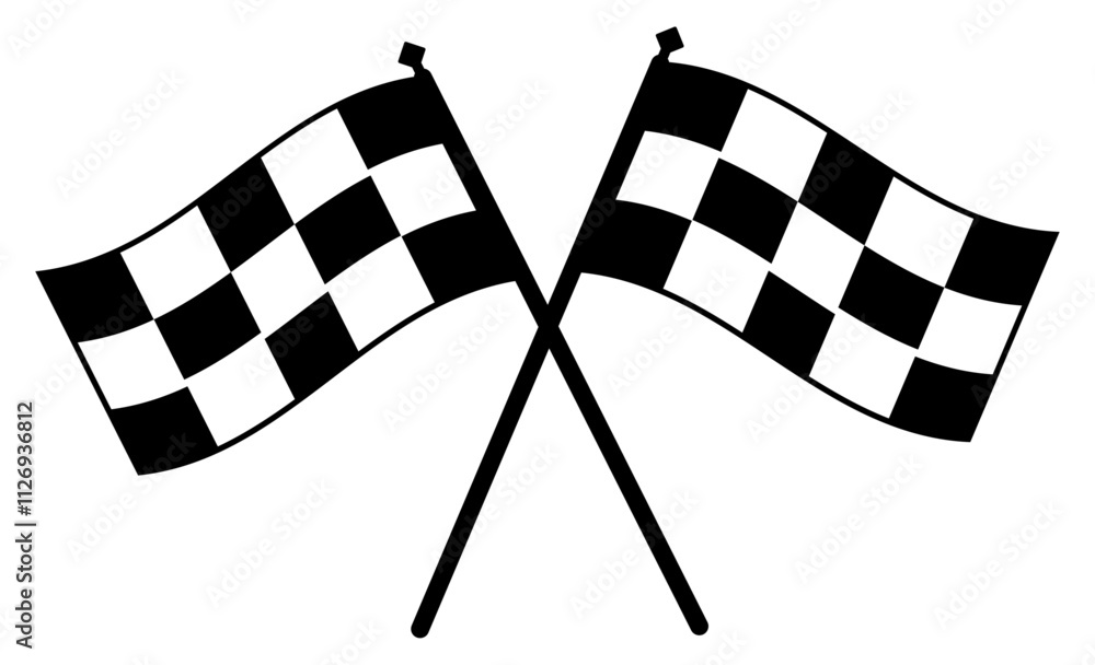 Fototapeta premium Racing flag icon. Checkered racing flag. Competition sport flag. Starting flag auto and moto racing. Set start and finish crossed sport racing flags. Finish. start. moto.