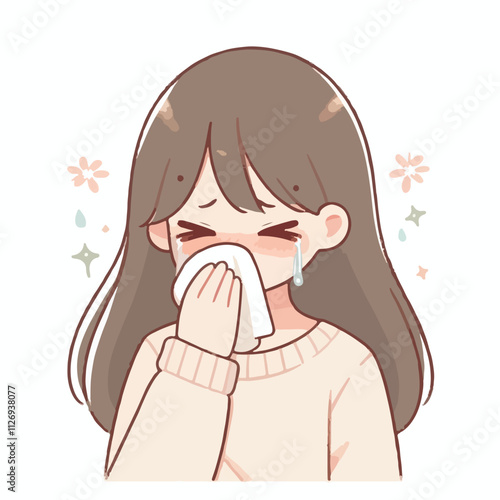 Vector of a child who is sad and crying
