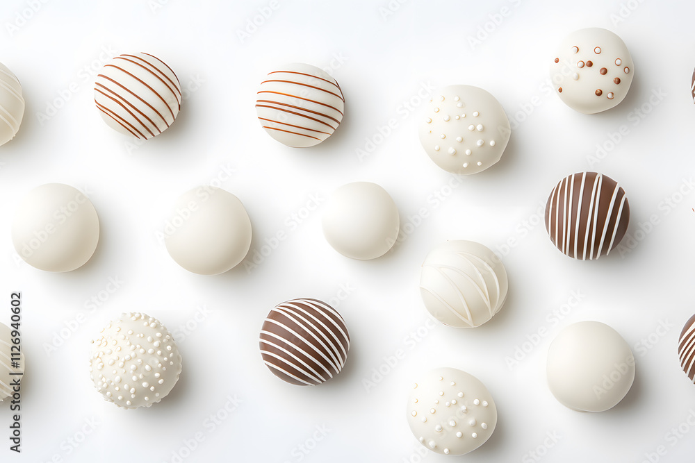 Fototapeta premium Chocolate truffles, pralines isolated on white background
