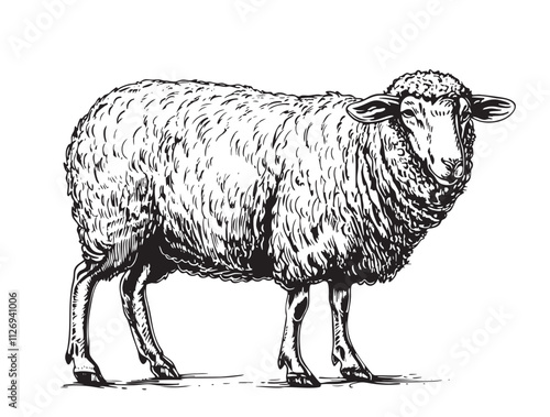 Sheep sketch hand drawn in doodle style