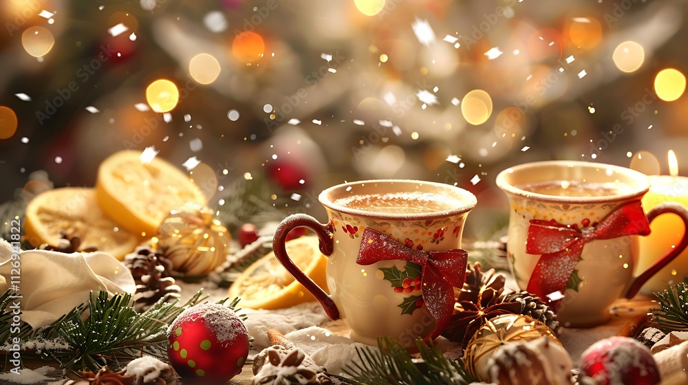 Warm beverages getting ready for a joyous supper joyful new year Eve and pleasant christmas Warm beverages getting ready for a joyous supper joyful new year Eve and pleasant christmas