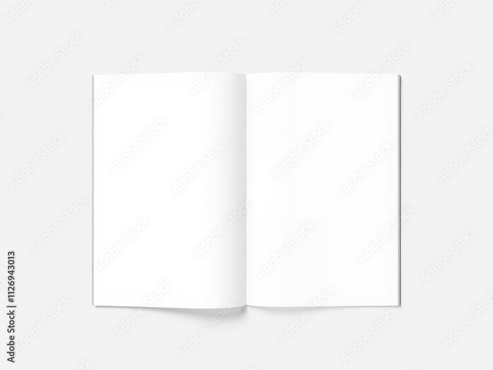 A mockup of an open magazine with a blank cover template, ideal for showcasing designs or advertising content, presentation, open A mockup of an open magazine with a blank cover template, ideal for showcasing designs or advertising content, presentation, open