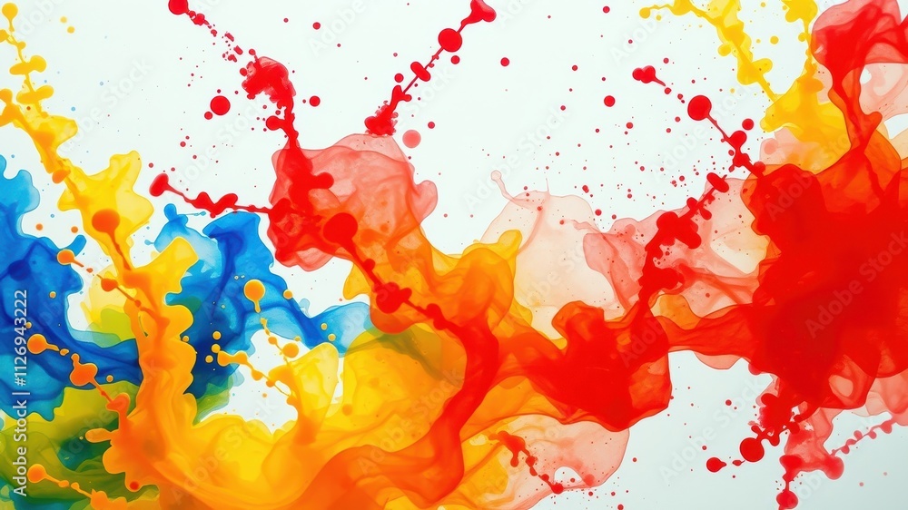 Vibrant Color Splashes An Abstract Composition of Red, Yellow, and Blue Ink Explosions Vibrant Color Splashes An Abstract Composition of Red, Yellow, and Blue Ink Explosions