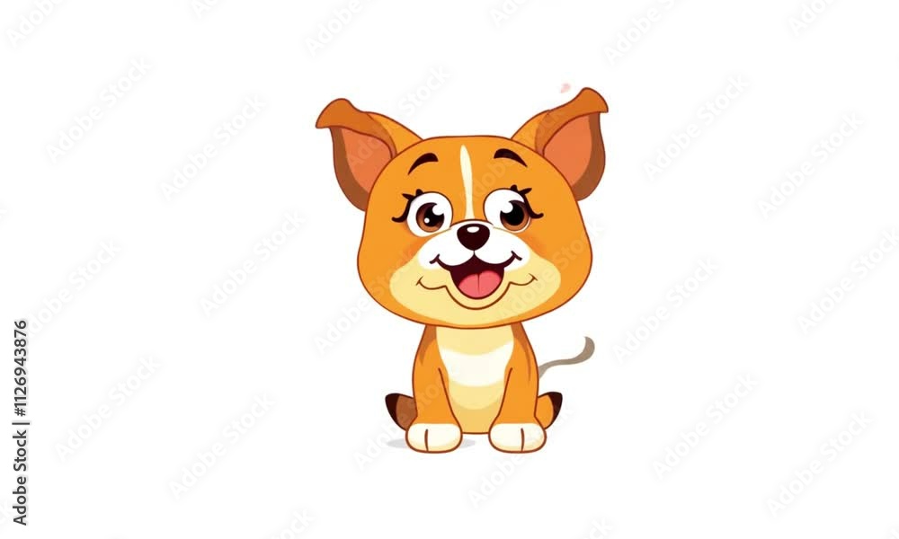 Cartoon puppy emerging from white background, playful and cute. Cartoon puppy emerging from white background, playful and cute.
