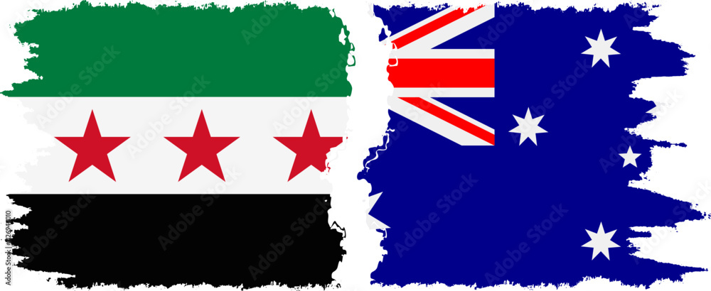 Australia and Syrian Revolution grunge flags connection, vector Australia and Syrian Revolution grunge flags connection, vector