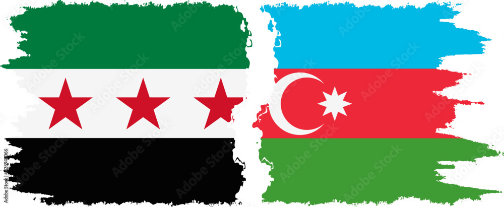 Azerbaijan and Syrian Revolution grunge flags connection, vector Azerbaijan and Syrian Revolution grunge flags connection, vector