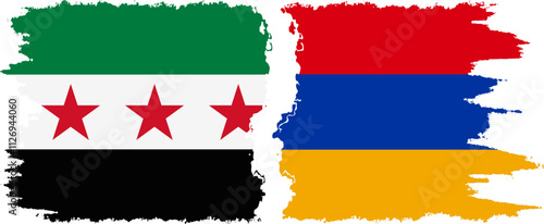 Armenia and Syrian Revolution grunge flags connection, vector