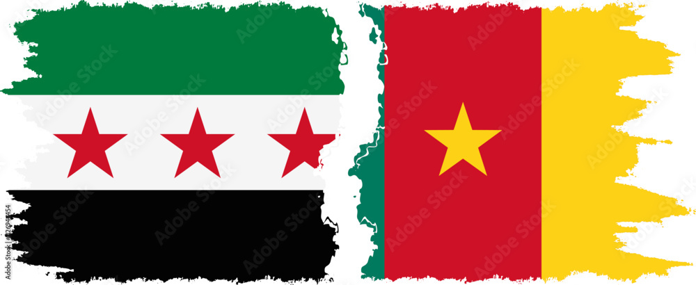 Cameroon and Syrian Revolution grunge flags connection, vector Cameroon and Syrian Revolution grunge flags connection, vector