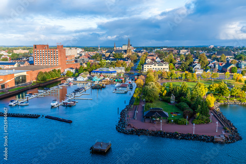 Vászonkép A view from a ship over the town and port of Charlottetown, Prince Edward Island