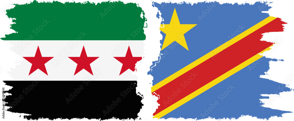 Congo - Kinshasa and Syrian Revolution grunge flags connection, vector Congo - Kinshasa and Syrian Revolution grunge flags connection, vector
