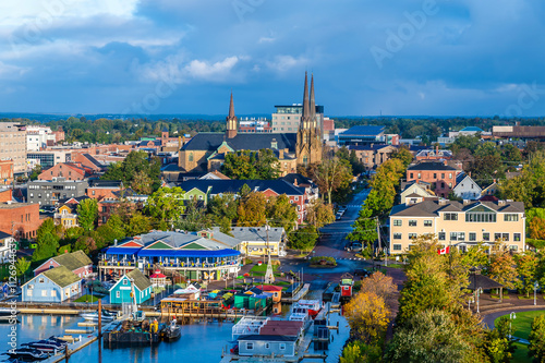 Fényképezés A view from a ship towards the historic centre of Charlottetown, Prince Edward I