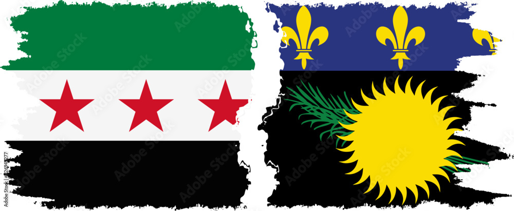 Guadeloupe and Syrian Revolution grunge flags connection, vector Guadeloupe and Syrian Revolution grunge flags connection, vector