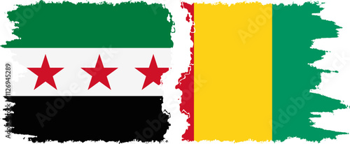 Guinea and Syrian Revolution grunge flags connection, vector