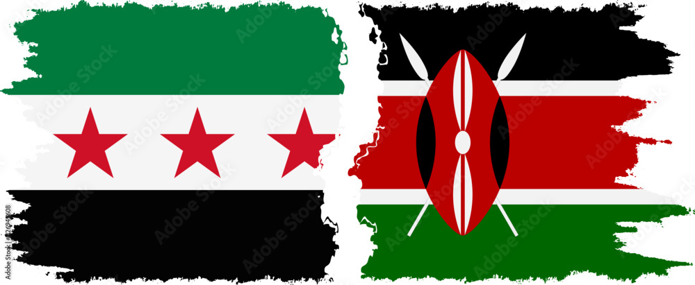Kenya and Syrian Revolution grunge flags connection, vector Kenya and Syrian Revolution grunge flags connection, vector