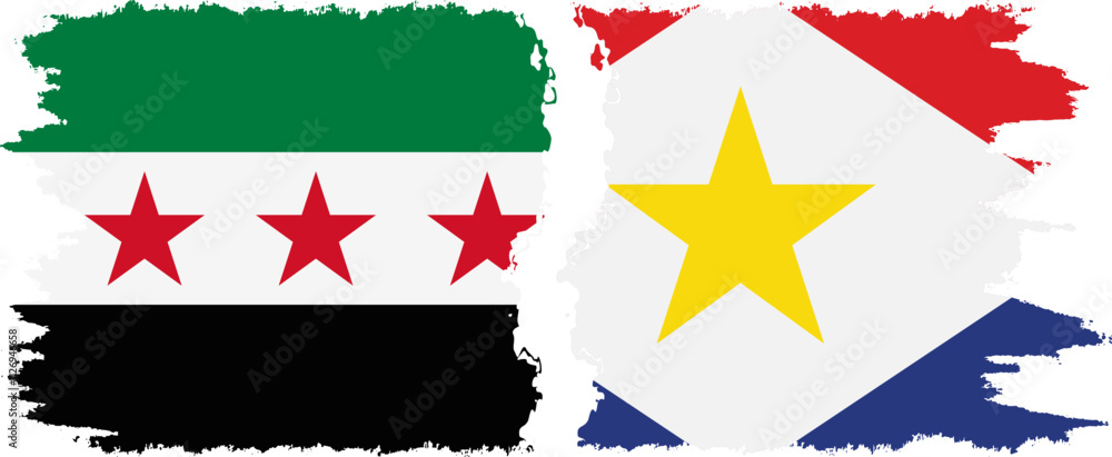 Saba and Syrian Revolution grunge flags connection, vector Saba and Syrian Revolution grunge flags connection, vector