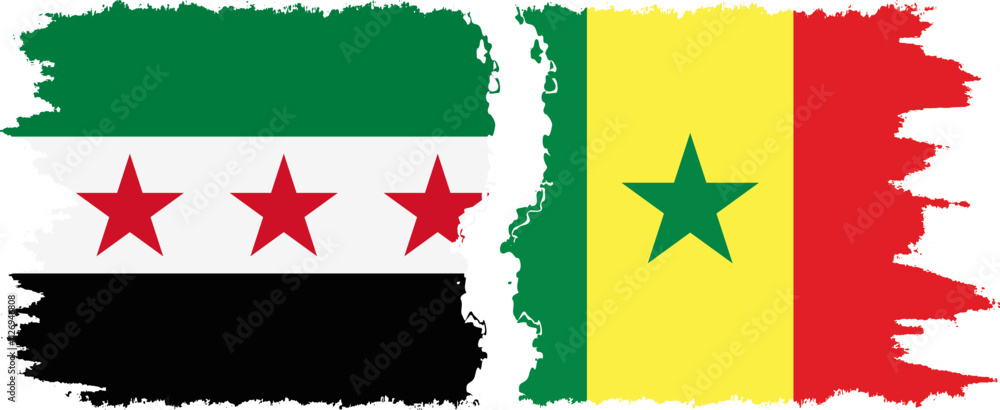 Senegal and Syrian Revolution grunge flags connection, vector Senegal and Syrian Revolution grunge flags connection, vector