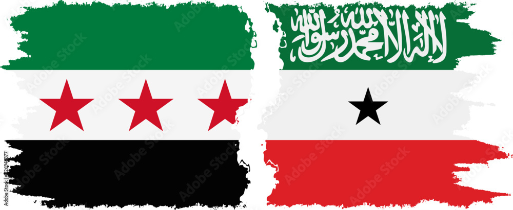 Somaliland and Syrian Revolution grunge flags connection, vector Somaliland and Syrian Revolution grunge flags connection, vector