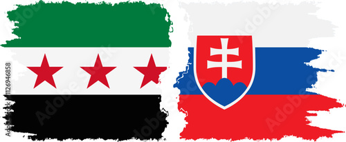 Canvas Print Slovakia and Syrian Revolution grunge flags connection, vector