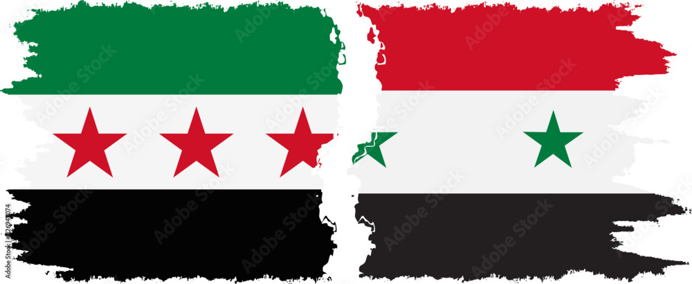Syria and Syrian Revolution grunge flags connection, vector Syria and Syrian Revolution grunge flags connection, vector