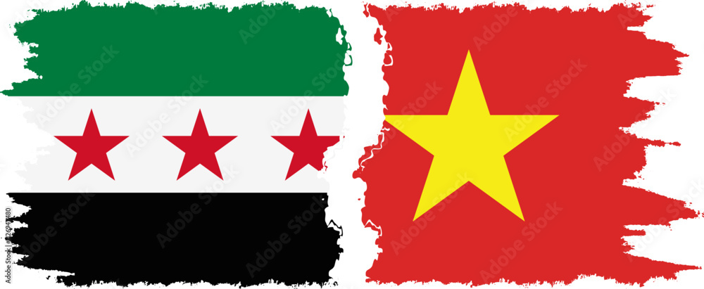 Vietnam and Syrian Revolution grunge flags connection, vector Vietnam and Syrian Revolution grunge flags connection, vector